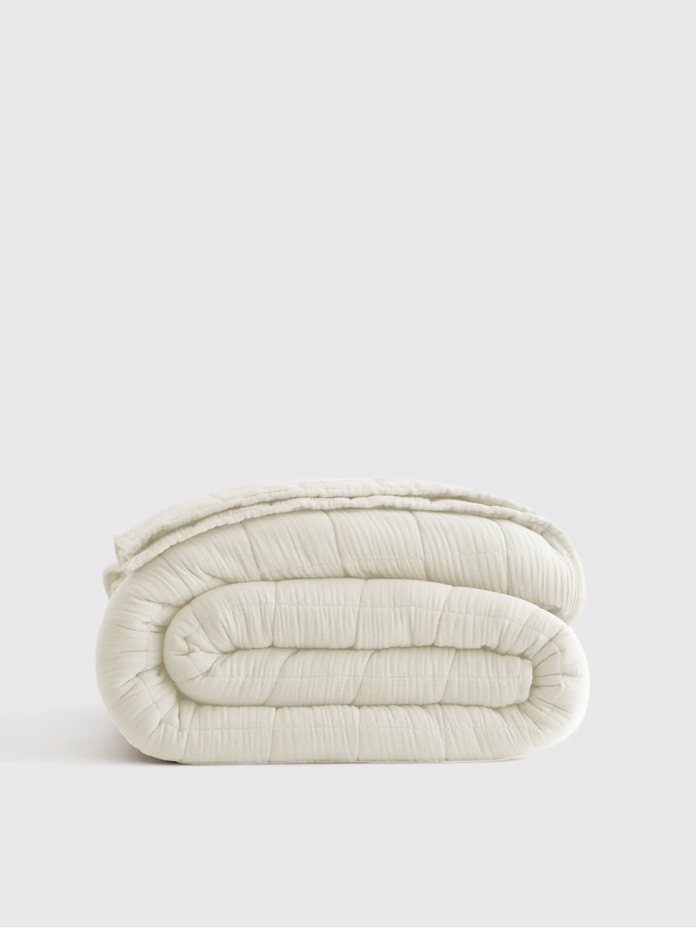 QUINCE Organic Cotton Gauze Box Quilt King/Cal King Ivory 1104